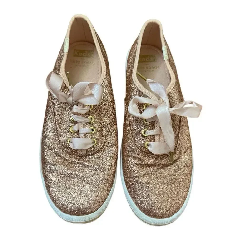Keds x Kate Spade Rose Gold Glitter Sneakers Girls Size 4